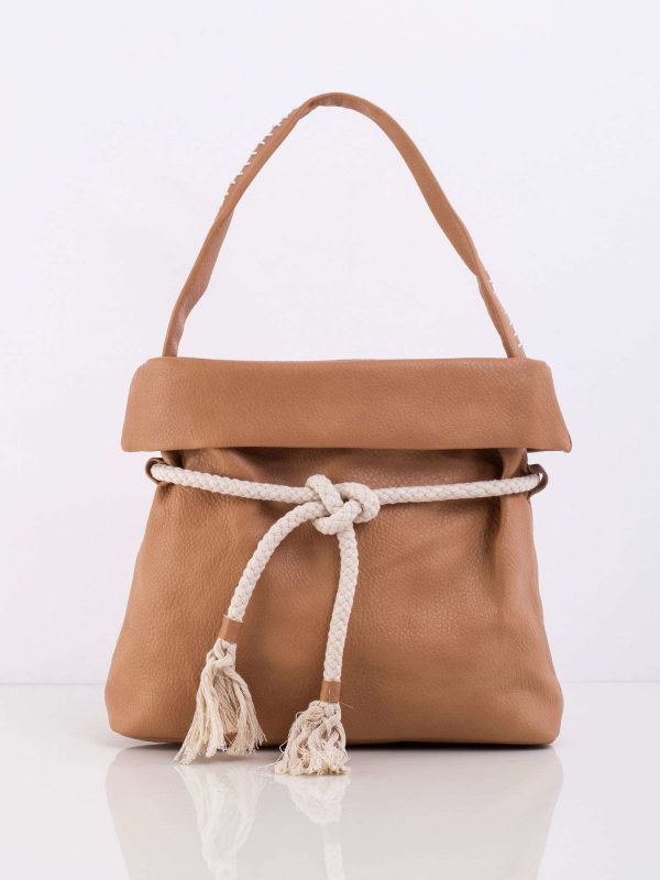 Dark beige bag with binding