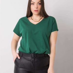 Dark Green Cassie Plus Size V-Neck T-Shirt