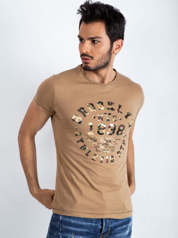 Dark Beige Men's College T-Shirt