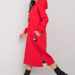 Emrie Red Hooded Sweatshirt Dress