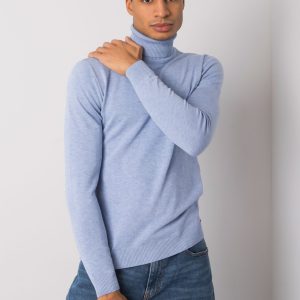 Blue melange men's turtleneck sweater Cornell LIWALI