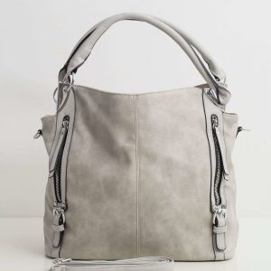 Grey eco-leather city bag