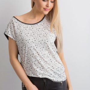 White T-shirt with small floral patterns