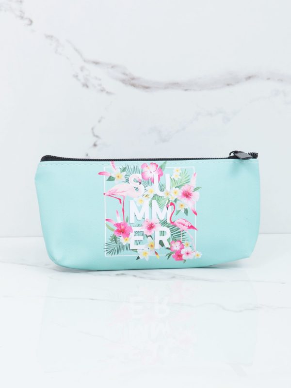 Mint Printed Cosmetic Bag