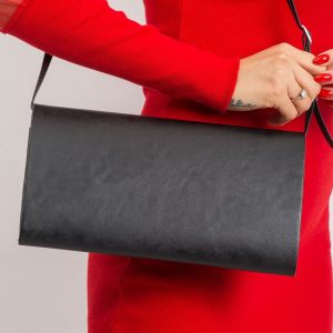 Black dull eco leather clutch bag