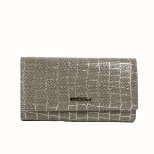 Grey Leather Wallet with Animal Motif