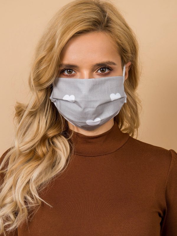 Grey protective mask with print