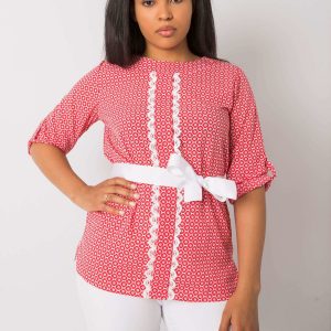 White and red plus size blouse with Darya binding