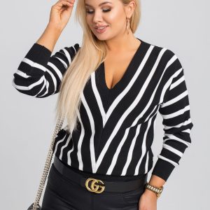 Bertha black and white plus size sweater