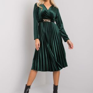 Green velour dress with tie Vernazza