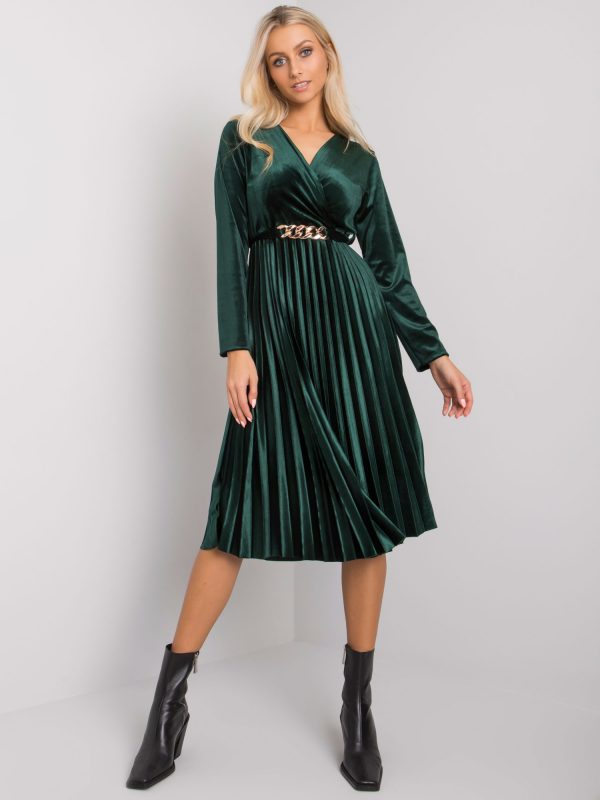 Green velour dress with tie Vernazza