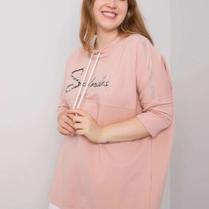 Dirty pink plus size blouse with Ornella rhinestones