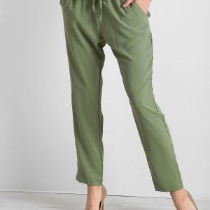 Green trousers with stripes