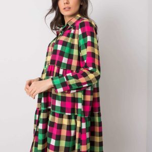 Jendayi Yellow and Pink Plaid Dress