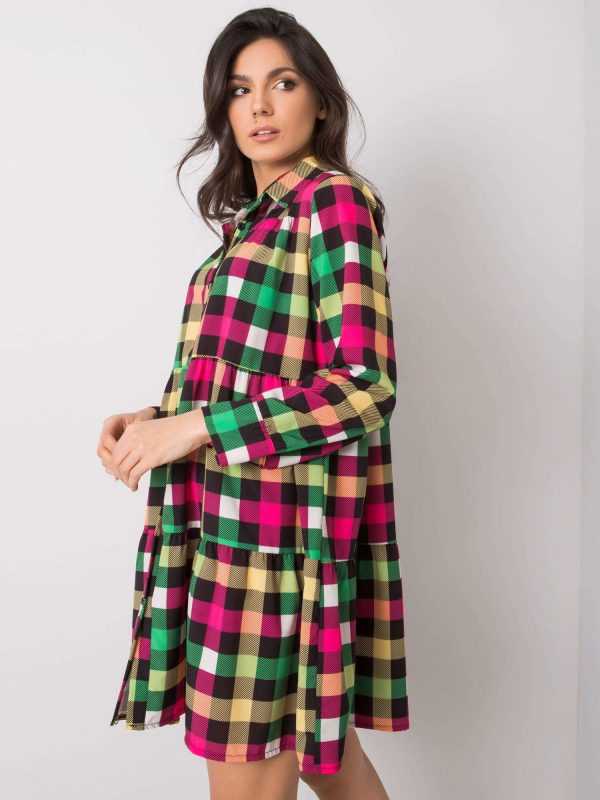 Jendayi Yellow and Pink Plaid Dress