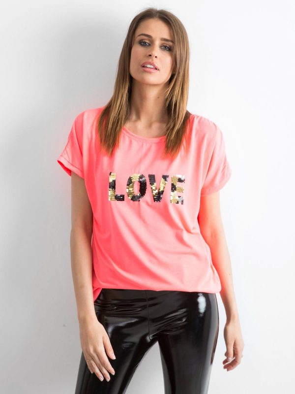 Fluo pink loose t-shirt Lovers