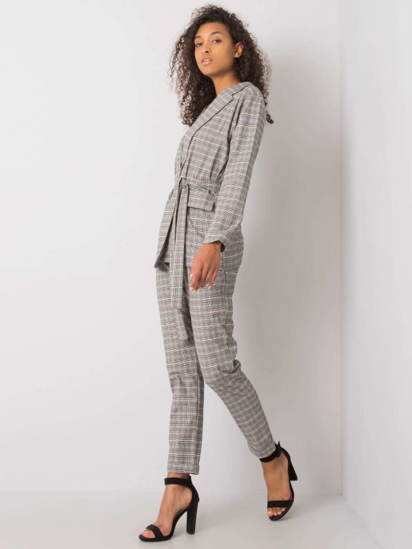 Grey-beige checked jacket Saskia