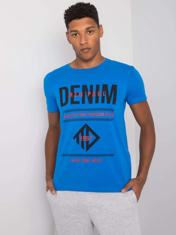 Blue Men's T-Shirt with Asher Print