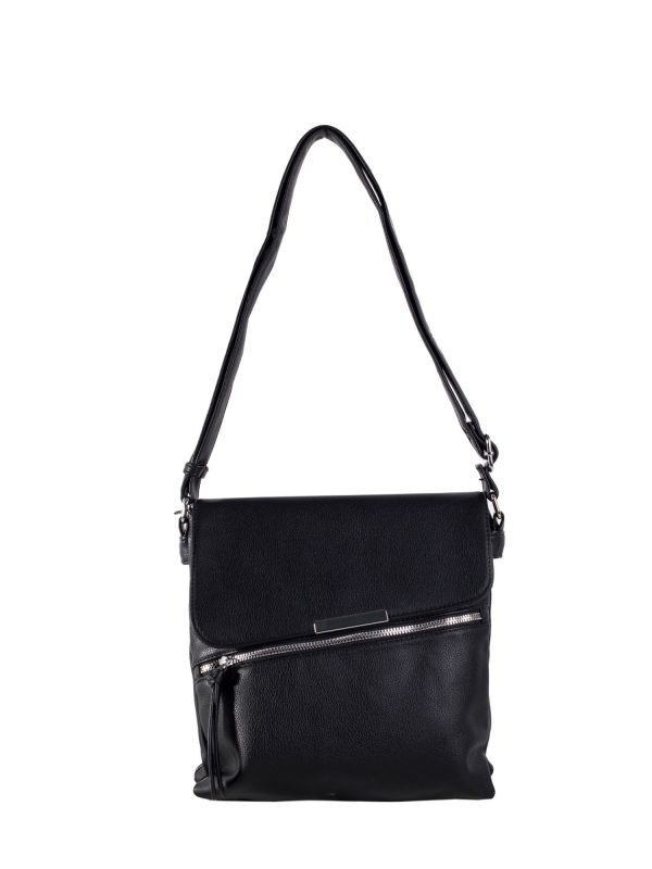 Black shoulder bag with adjustable strap