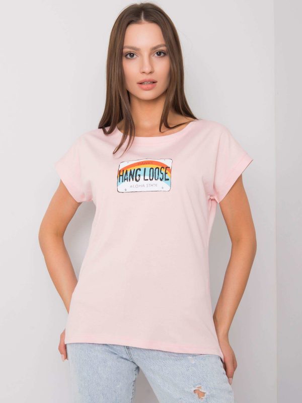 Light pink T-shirt with Aloha print