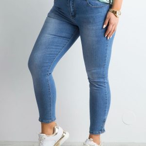 Blue ankle jeans pants with zippers PLUS SIZE