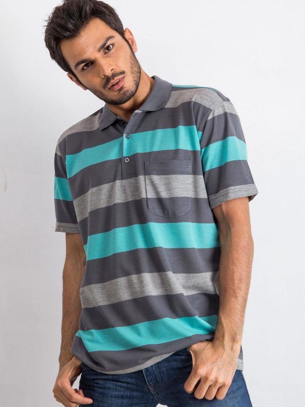 Grey Turquoise Men's Scouring Polo Shirt