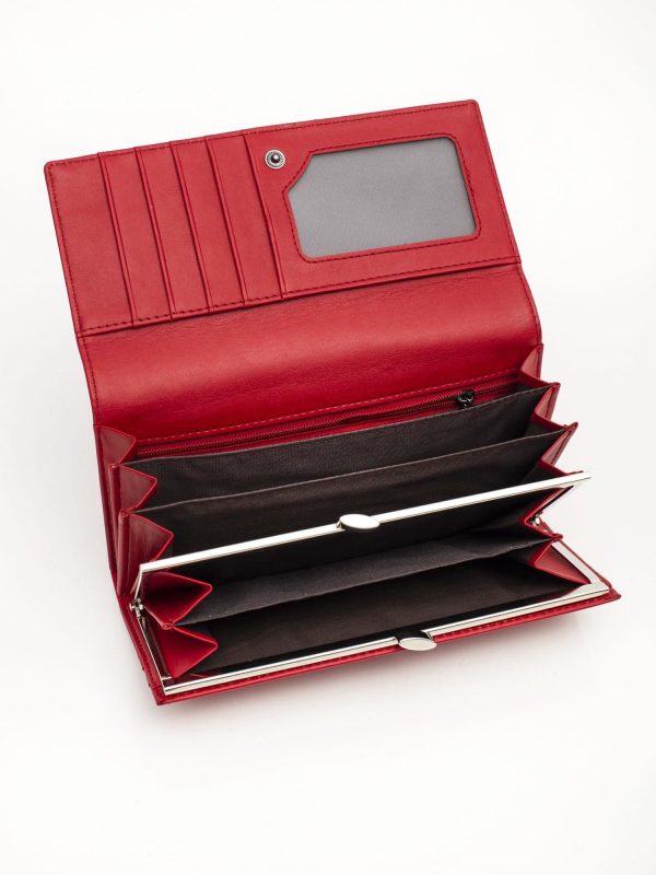 Red longitudinal eco-leather wallet