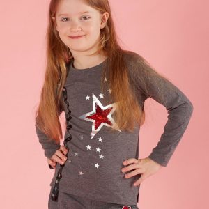 Dark gray children's blouse with applique