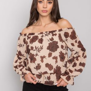 Beige and brown Spanish blouse with flowers Orléans