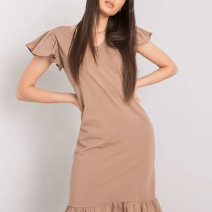 Dark beige dress with ruffle Candace