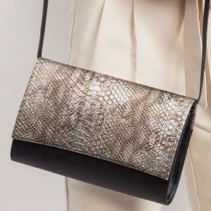 Black and brown clutch bag snake skin