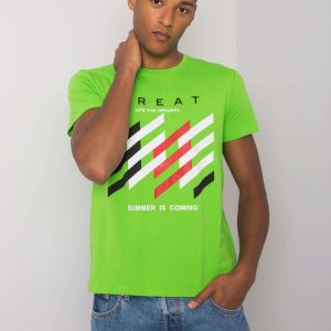 Men's green t-shirt with colorful print Adriel