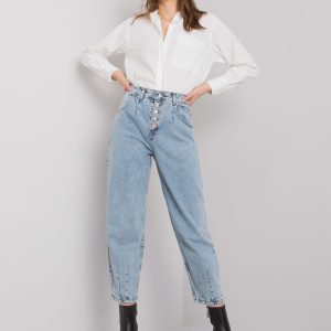 Blue women's mom jeans pants Varenna