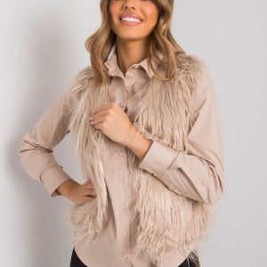 Beige Moncalieri Women's Fur Vest OCH BELLA