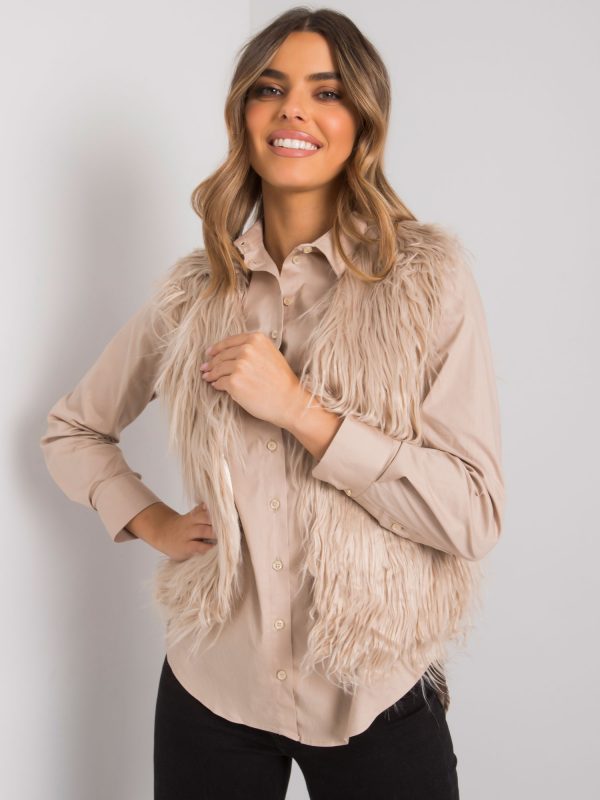 Beige Moncalieri Women's Fur Vest OCH BELLA