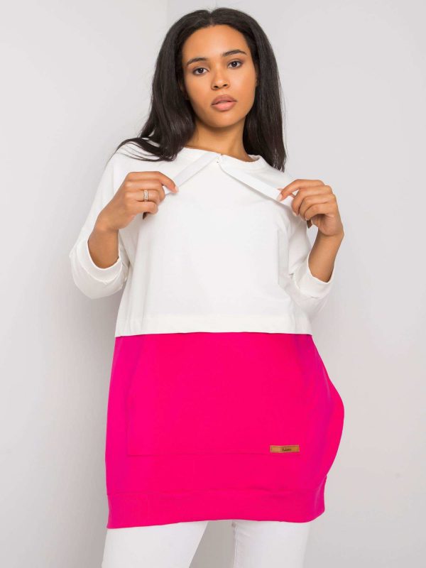 Ecru-fuchsia plus size hoodie Sira