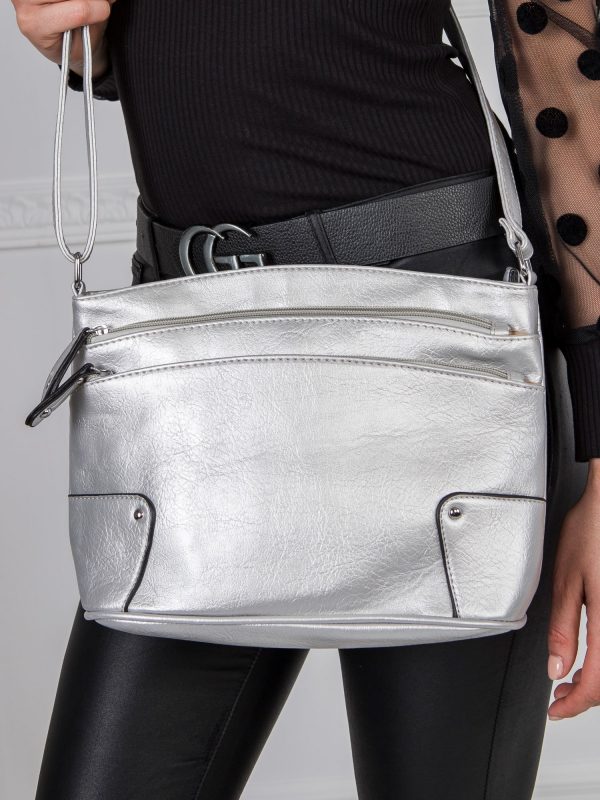 Silver eco leather handbag