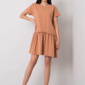 Camel Ruffle Cammie Dress