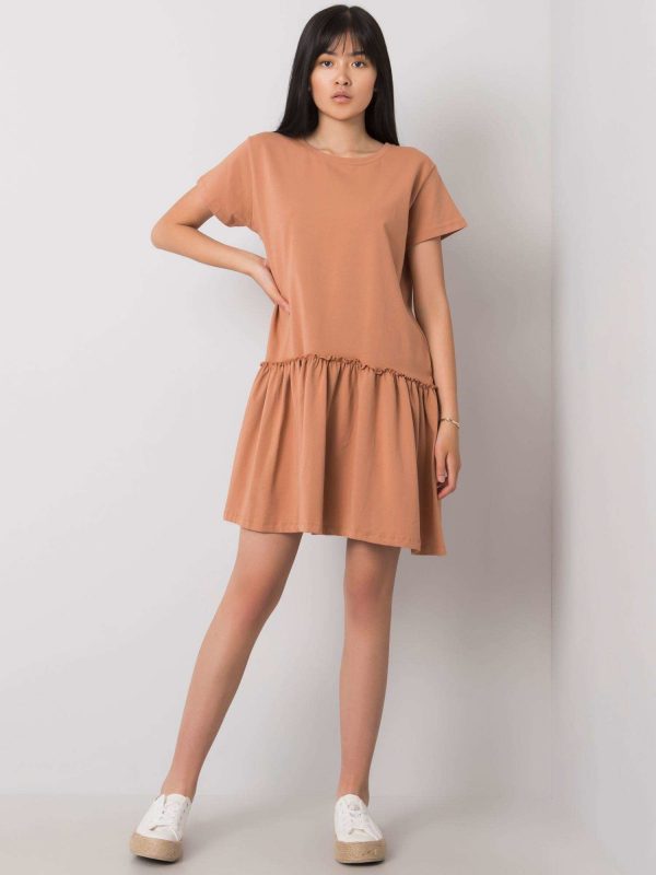 Camel Ruffle Cammie Dress