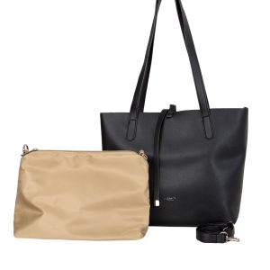 Black shoulder bag with cosmetic bag LUIGISANTO