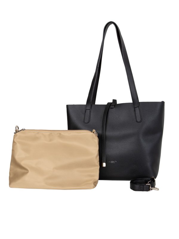 Black shoulder bag with cosmetic bag LUIGISANTO