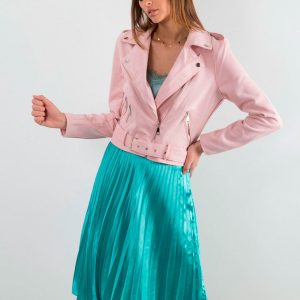 Turquoise pleated midi skirt