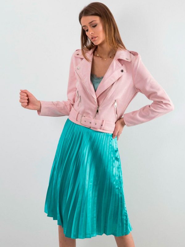 Turquoise pleated midi skirt