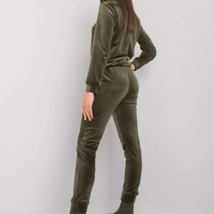 Bright khaki velour set Brenda RUE PARIS