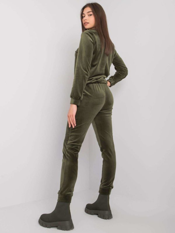 Bright khaki velour set Brenda RUE PARIS