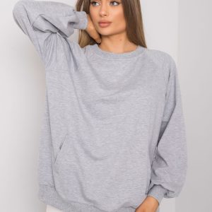 Grey melange sweatshirt with pockets Gaelle RUE PARIS