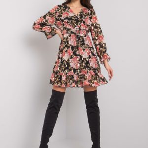 Alisia Black and Pink Ruffle Dress