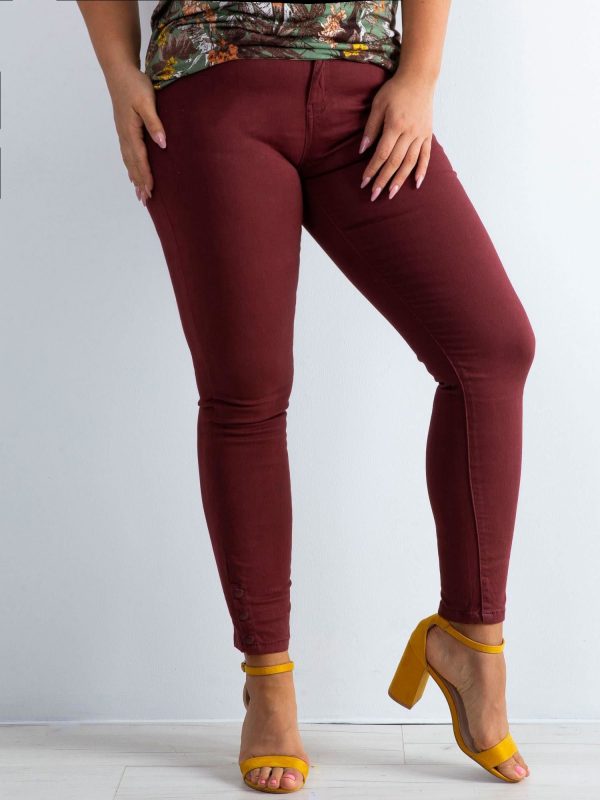 Burgundy plus size skinny pants