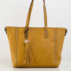 Mustard eco-leather shopper bag