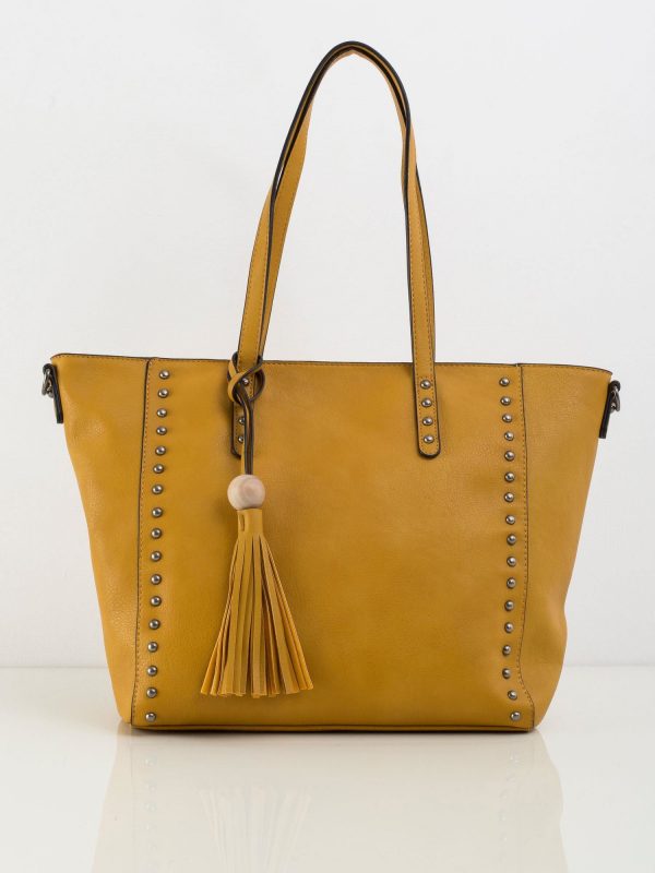 Mustard eco-leather shopper bag